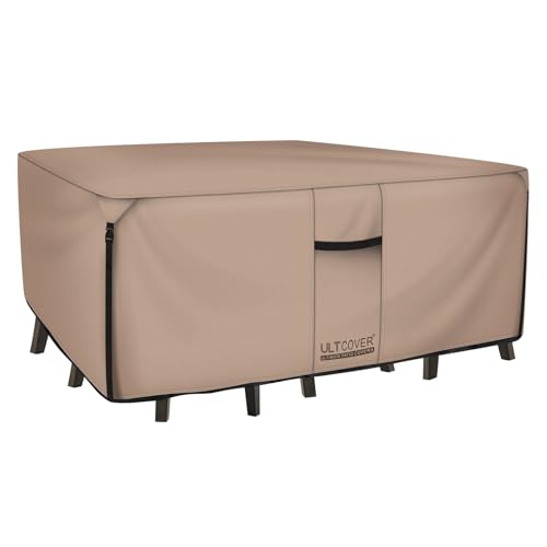 ULTCOVER Rechteckige Abdeckung für Terrassentische, robuste 600D-Leinwand, wasserdicht, für Esstische und Stühle, Allzweck-Möbelabdeckung, Größe 326 x 188 x 71 cm (L x B x H) von ULTCOVER