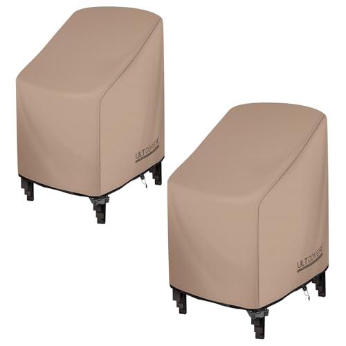 ULTCOVER Stapelbare Terrassenstuhl-Abdeckung, wasserdicht, für den Außenbereich, 2 Stück, passend für bis zu 66 x 86 x 114 cm (L x B x H) von ULTCOVER