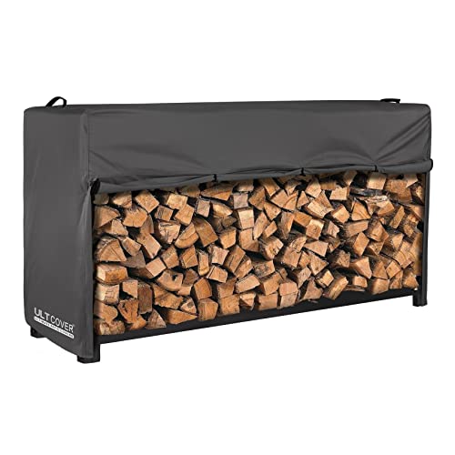 ULTCOVER Wasserdichte Kaminholzregale, 2,4 m, robuste Outdoor-Holzscheite, Ständerabdeckung, Schwarz von ULTCOVER
