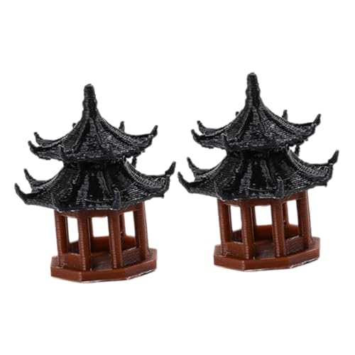 ULTECHNOVO 1 Satz Landschaftspavillon Terrarium Mini-pagode Aquarium Klein Wasser Fisch Pavillon-Statue Mini-pavillon Gartenpavillon Gartenschmuck Plastik Black 2 Stück von ULTECHNOVO