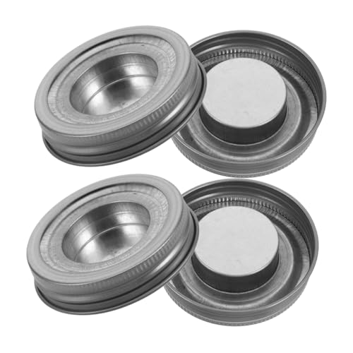ULTECHNOVO 1 Satz Masonglaskerkerabdeckung Konservenzubehör Einmachglas Zubehör Deckeleinsatz Für Einmachgläser Rustikaler Kerzenhalter Dosendeckel Aus Metall Rostfreier Stahl Silver von ULTECHNOVO