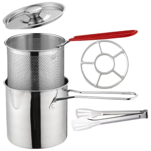 ULTECHNOVO 1 Satz Mini Fritteuse Frittierpot mit Frittierkorb und Deckel für Snacks Wie Pommes Hähnchenflügel und Gemüse Gleichmäßige Wärmeverteilung Leicht und Vielseitig von ULTECHNOVO