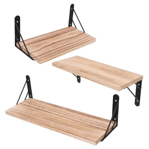 ULTECHNOVO 1 Satz Schweberegal Set aus Holz und Wandregal für Wohnzimmer Schlafzimmer und Büro Dekorative Ablage mit Stabilen Halterungen Teiliges Set Rustikalem Design von ULTECHNOVO