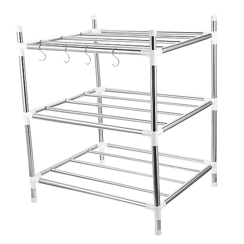 ULTECHNOVO Multifunktions Lagerregal aus Dreischichtiges Küchenregal 1Stück Platzsparend für Töpfe und Utensilien Silber Design für Küche und Haushalt von ULTECHNOVO