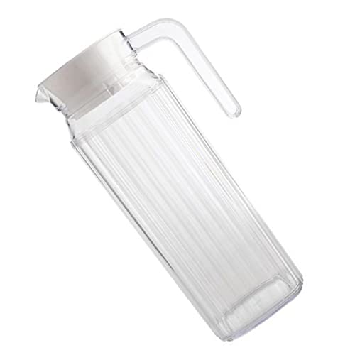 ULTECHNOVO 1 Stück Transparente Kalt Wasserflasche mit Streifen Hitze und Kältebeständig Leichtes Tragbares Design mit Großen Ausguss für Einfache und Sichere Verwendung von ULTECHNOVO