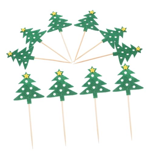 ULTECHNOVO 10 Stück Kuchen Zeichen Urlaub Obst Zahnstocher Silber Aufschlag Weihnachts-Cupcake-Pick Form Weihnachtszahnstocher weihnachtsbaum kuchen dekorationen weihnachtskuchen picks Holz von ULTECHNOVO