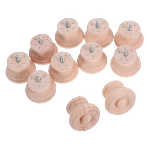 ULTECHNOVO 10 Stück Runde Schubladengriffe aus Massivholz mit Selbstbohrschraube Natürliche Holzknöpfe für Kommode Kleiderschrank Küchen Möbelgriffe Einfache Montage Ergonomisch Langlebig von ULTECHNOVO