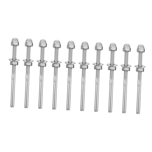 ULTECHNOVO 10 Stück Teiliges Edelstahl Seilspannerset Swage End Terminal für Treppengeländer und Balkon Langlebig Installieren Geeignet für DIY Kabelgeländersysteme im Außen und Innenbereich von ULTECHNOVO