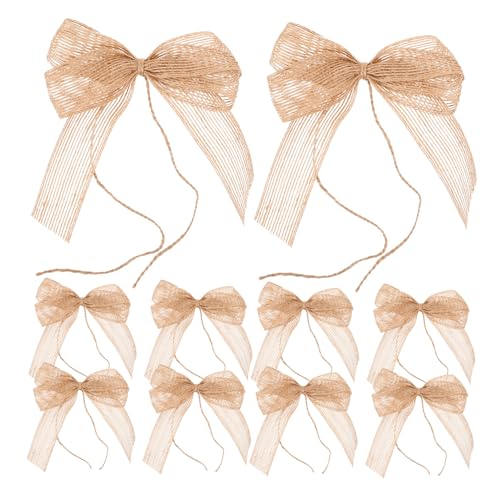 ULTECHNOVO 10 Stück Teiliges Handgefertigtes Jute Schleifen Deko Große Weihnachtsbaum Bögen Wiederverwendbare DIY Bindeschleifen für Fenster Kränze Geschenkschleifen und Partybeutel ULTECHNOVO 10 Stück Teiliges Handgefertigtes Jute Schleifen Deko Große Weihnachtsbaum Bögen Wiederverwendbare DIY Bindeschleifen für Fenster Kränze Geschenkschleifen und Partybeutel von ULTECHNOVO