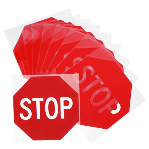 ULTECHNOVO 10 Stück Teiliges Stop Warnaufkleber Wetterfeste Selbstklebende Verkehrs-stoppschilder in Rot Hochsichtbare Sicherheitskennzeichen für Büro Schule Werkstatt Einsetzbar von ULTECHNOVO