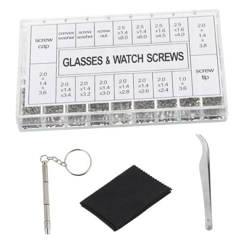 ULTECHNOVO 1000 Stück Brillen Reparatur Set Teile Schrauben Pinzette Schraubendreher und Brillenputztuch Werkzeug für Brillenreparaturen Geeignet für Männer und Frauen von ULTECHNOVO