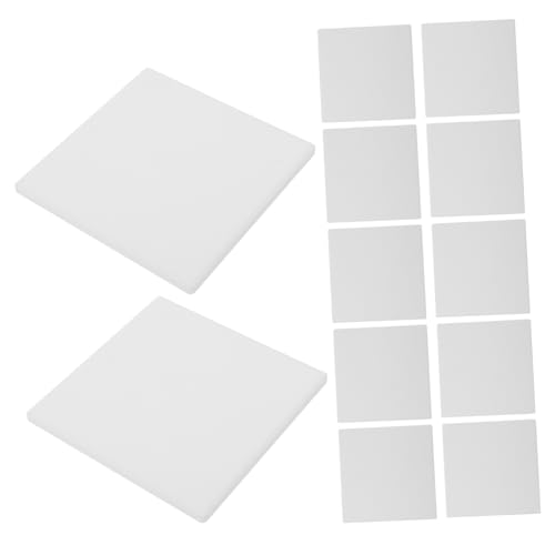 ULTECHNOVO 12 Stück Teiliges Keramik Quadratisch Unglasiert mit Korkrückseite Robuste Bastelfliesen für Acrylgießen Ink Art und Diy-malprojekte Vielseitige Weiße Fliesen für Kreativarbeiten von ULTECHNOVO