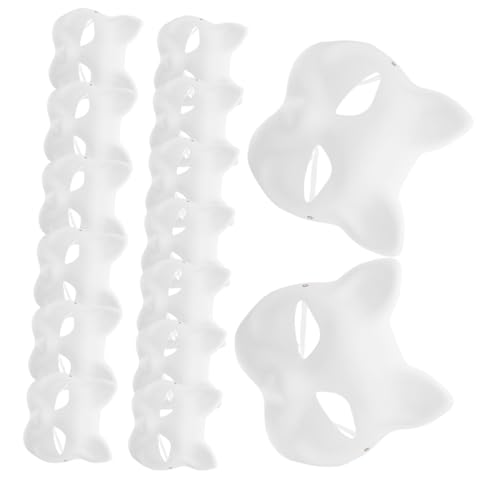 ULTECHNOVO 15stücke Katze Papier Maske DIY Unbemalte Weiß Blanko Maske Für Frauen Katzenmaske Blankomaske Für Maskenball Party Cosplay von ULTECHNOVO