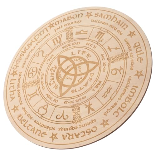 ULTECHNOVO Holz Altarplatte Rund Dekoration Für Zuhause Metaphysische Nachrichtentafel Ritual Schmuck Für Bücherregal Und Schreibtisch von ULTECHNOVO