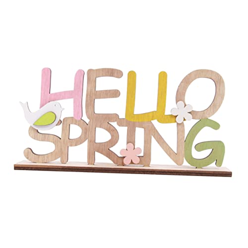 ULTECHNOVO 1Stück Osterbuchstaben aus Holz Hello Spring Schriftzug für Kreative Tischdeko Osterdekoration für Zuhause Partys und Verarbeitung von ULTECHNOVO