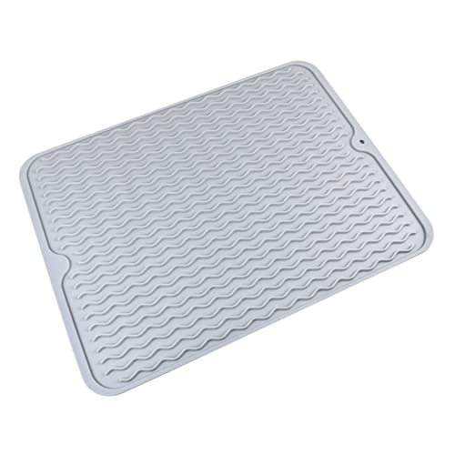 ULTECHNOVO Silikon Abtropfmatte 40X30cm Wellenkorn Design Rutschfest und Atmungsaktiv Küchenabtropfunterlage für Geschirr und Obst Hitzebeständig Leicht zu Reinigen von ULTECHNOVO