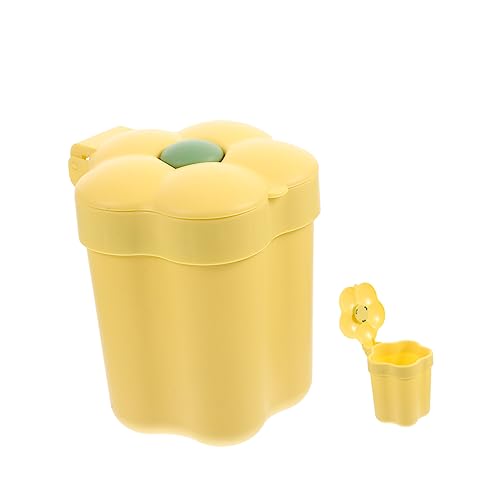 ULTECHNOVO 1Stücke Tisch Mülleimer Blütenform Mini Abfallkorb für Büro Zuhause Luftdicht Gelb Praktischer Kompakter Abfalleimer für Schreibtisch Waschtisch Reisen von ULTECHNOVO