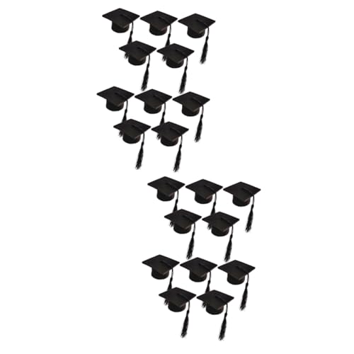 ULTECHNOVO 2 Sätze Doktorhutdekoration Abschlusshut Flaschendeckel Miniatur Grad-cap-topper Stoff Trinkflasche Mit Abschlusshut-modell Abschlusskappen Vlies Black 10 Stück * 2 von ULTECHNOVO