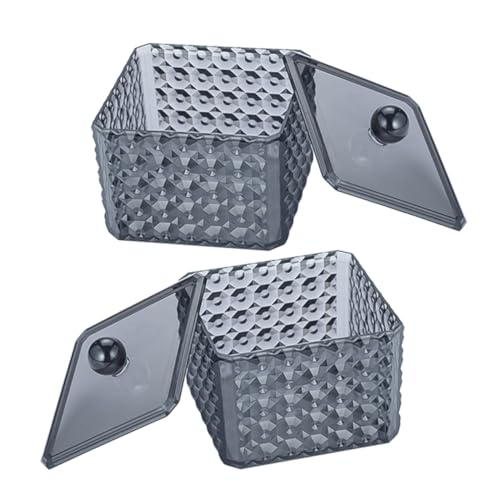 ULTECHNOVO 2 Stück Baumwollpad und Wattestäbchen Aufbewahrungsbox Transparent mit Diamantstruktur Deckel Eleganter Organizer für Badezimmer und Reise von ULTECHNOVO