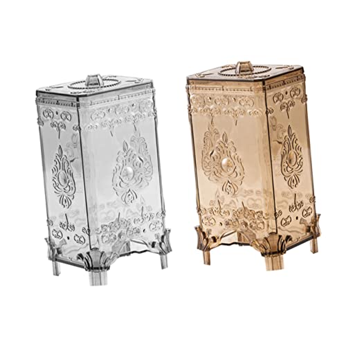 ULTECHNOVO 2 Stück Europäische Baumwollpad Aufbewahrungsbox Praktischer Makeup Dispenser für Schminktisch Dekoration und Braun von ULTECHNOVO