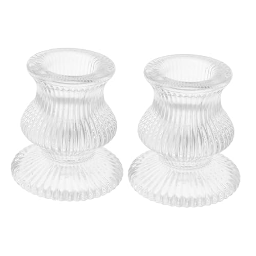 ULTECHNOVO 2stücke Klare Glas Kerzenständer Für Stabkerzen Dekorativer Kerzenhalter Für Hochzeiten Valentinstag Jubiläen Und Tischdekoration von ULTECHNOVO