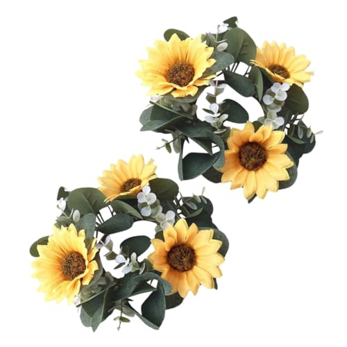 ULTECHNOVO 2stücke Künstlicher Eukalyptuskranz Mit Sonnenblumen Für Tischdekoration Realistischer Kerzenring Für Hochzeiten Und Frühlingsfeiern Für Rustikale Wohnräume von ULTECHNOVO