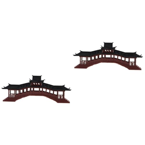 ULTECHNOVO 2 Stück Mikro-Landschaftsverzierung Mini Tank Ornamente klein Aquarium Pavillon-Modell Pavillon Schmuck Pavillon-Ornament Gartenpavillon-Statue Plastik Brown von ULTECHNOVO