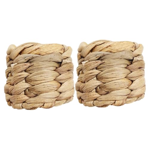 ULTECHNOVO 2 Stück Rustikale Handgewebte Serviettenringe Set Natürliche Napkin Buckles mit Glatter Oberfläche Dekorativ für Tischdeko Hochzeit Alltag Vielseitig als Serviettenhalter und von ULTECHNOVO
