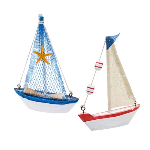 ULTECHNOVO 2 Stück Segelmodell aus massivem Holz Mini-Boot-Ornament Miniaturmodell eines Segelboots Mini-Bootsmodell aus Holz Segelschmuck Schiffsmodell-Ornamente Miniboote von ULTECHNOVO
