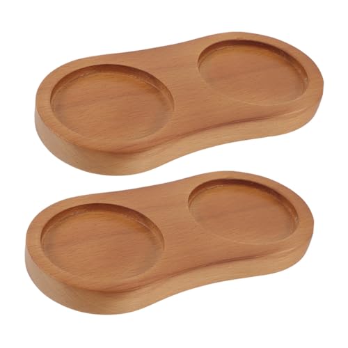 ULTECHNOVO 2 Stück Teiliges Holztablett für Salz und Pfeffermühle Multifunktionales Gewürz und Soßenflaschenuntersetzer Rutschfestes Stabiles Design Geeignet als Flaschenbasis und Tischdeko von ULTECHNOVO