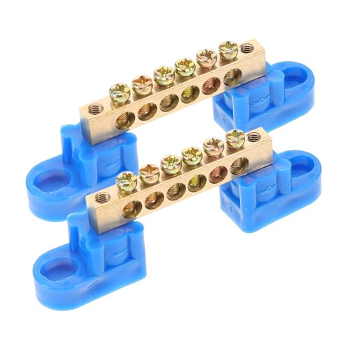 ULTECHNOVO 2 Stück Teiliges Kupfer Erdungsleisten Anschlüssen Robuste Sammelschiene für Schalttafeln Zuverlässige Erdungsanschlüsse für Sichere Stromverteilung Schnelle Montage Langlebige von ULTECHNOVO