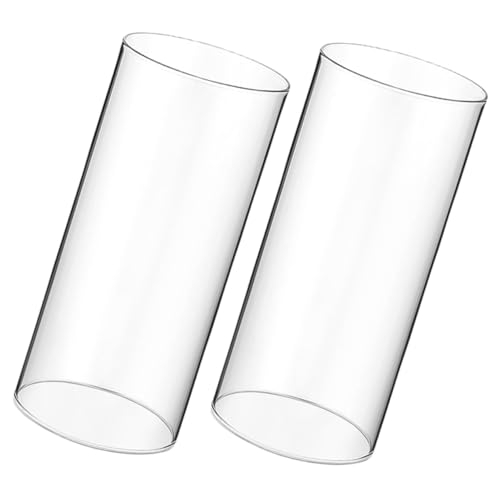 ULTECHNOVO 2 Stück Teiliges Transparenter Glaszylinder Kerzenhalter Windgeschützt Klarer Bodenloser Kerzenschutz für Stabkerzen Dekorativer Kerzenüberzug Vielseitig für DIY und Wohnambiente von ULTECHNOVO