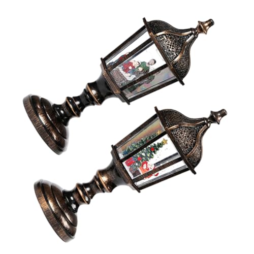 ULTECHNOVO 2 Stück Teiliges Weihnachts Schneekugel Laternen Leuchtende Harzornamente mit Musikfunktion USB und Batteriebetrieb Dekorative Weihnachtslaterne für Büro Zuhause und Festliche von ULTECHNOVO