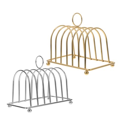 ULTECHNOVO 2 Stück Toast Rack Slots Brotscheibenhalter Kühlgestell mit Griff Frühstück Servierstation für Tisch und Küche Langlebiges Elektroplattiertes Metall Separate Scheibenpräsentation von ULTECHNOVO