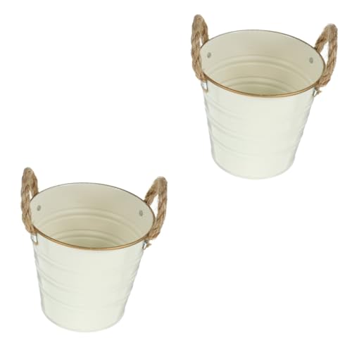 ULTECHNOVO 2stücke Vintage Metall Blumeneimer Im Landhausstil Retro Pflanzgefäß Für Tischdeko Garten Und Wohnräume Blumen Bucket Vase von ULTECHNOVO