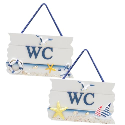 ULTECHNOVO 2 Stück Wc Aufgeführt Wand Badezimmerschild Badezimmerverzierung Toilettendekor Wc-türschild Toilettenschild Badezimmerschilder Toilettenschilddekoration Toilettenleitschild Holz von ULTECHNOVO