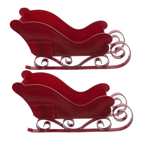 ULTECHNOVO 2 Stück Weihnachtsschlittenmodelle kleine Weihnachtsschlitten Schlittenkoffer Tischdekoration mit Weihnachtssüßigkeiten Weihnachts-Tischschlitten pp rot von ULTECHNOVO