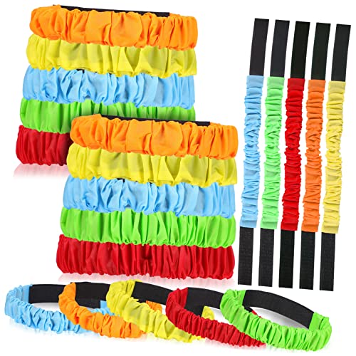 ULTECHNOVO 20 Stück Elastische Teiliges Dreibein Rennbänder Set für Erwachsene Bunte Strapazierfähige Legged Race Straps für Outdoor Teamspiele Staffellauf und Kooperationsspiele von ULTECHNOVO
