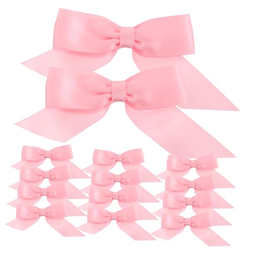 ULTECHNOVO 20 Stück Satinband Schleifen mit Doppelseitigem Kleber Vorgebundene Schleifen zum Basteln Selbstklebend für DIY Hochzeits und Partydeko Rosa Satinschleifen für Vielseitige von ULTECHNOVO