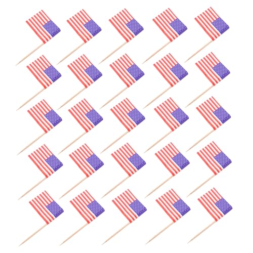 ULTECHNOVO 200 Stück Usa Flaggen Cupcake Topper Papierfähnchen für Kuchen Obst und Party Dekorationen für Nationale Feiertage und Besondere Anlässe von ULTECHNOVO