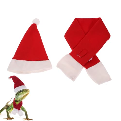 ULTECHNOVO 2Pcs Bärtigen Drachen Kostüm Weihnachten Eidechse Hut Schal Set Bärtigen Drachen Outfit für Weihnachtsferien Party Lustige Kleidung Fotos Requisiten von ULTECHNOVO