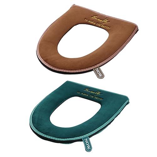 ULTECHNOVO 2 Stück Toilettensitzbezug aus Dickem Flanell Waschbar Wiederverwendbar mit Reißverschluss für Warme Wintermonate von ULTECHNOVO