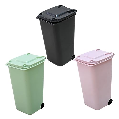 ULTECHNOVO 3 Stück Mini Abfalleimer mit Deckel Praktischer Tischmülleimer für Büro und Zuhause Kompakter Desktop Abfallbehälter Schwarz Grün und Multifunktionale Mini für Schreibtisch und von ULTECHNOVO