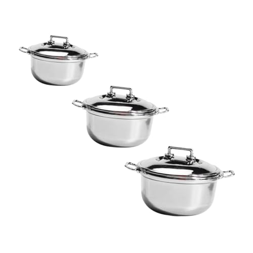 ULTECHNOVO 3 Stück Mini Suppentopf Teilig für Kinderküche Hochwertiges Verschleißfestes Spielküchen Zubehör Realistische Miniatur Suppentöpfe in Silber Küchen für Mädchen und Jungen von ULTECHNOVO