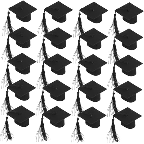 ULTECHNOVO 4 Sätze Doktorhutdekoration Grad Weinaufsätze Für Weingläser Abschlusshut Flaschenabdeckung Mini Winzige Abschlusskappe Abschlussdekoration Vlies Black 20 Stück * 4 von ULTECHNOVO
