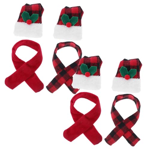 ULTECHNOVO 4 Sätze Weihnachts Weinflaschen Dekoration mit Mini Santa und Buffalo Plaid Schals Festliche Stoffabdeckungen für Weinflaschen Vielseitig als Tischdeko für Zuhause Party Restaurant von ULTECHNOVO