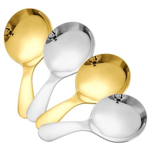 ULTECHNOVO 4 Stück Eisportionierer Rostfrei Und Eisbecher Backen Metallschaufel Eislöffel Dessert-zubehör Verkostungslöffel Tragbarer Puddinglöffel Edelstahlschaufel von ULTECHNOVO