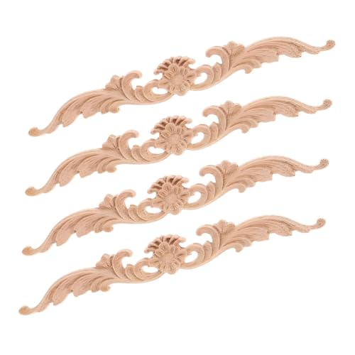 ULTECHNOVO 4 Stück Holzgeschnitzte Applikationen Vintage Möbelornamente Unbemalte Holzverzierungen für Wand Schrank Spiegel Tür und Möbelprojekte von ULTECHNOVO