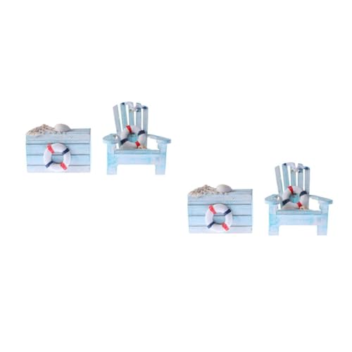 ULTECHNOVO 4 Stück Lifebuoy Chair Ornament Miniaturen Nautisch Strandstuhl Mini-strandkorb Gartenstuhl Ozeandekor Strandkörbe Für Erwachsene Stuhl Plus Karton 2st Blue von ULTECHNOVO