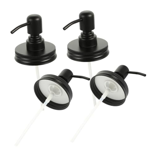 ULTECHNOVO 4 Stück Lotionspenserabdeckung Einmachglas Spender Weithals-pumpspender Seifenpumpe Für Einmachglas Deckel Für Einmachglaspumpen Rostfreier Stahl Schwarz von ULTECHNOVO
